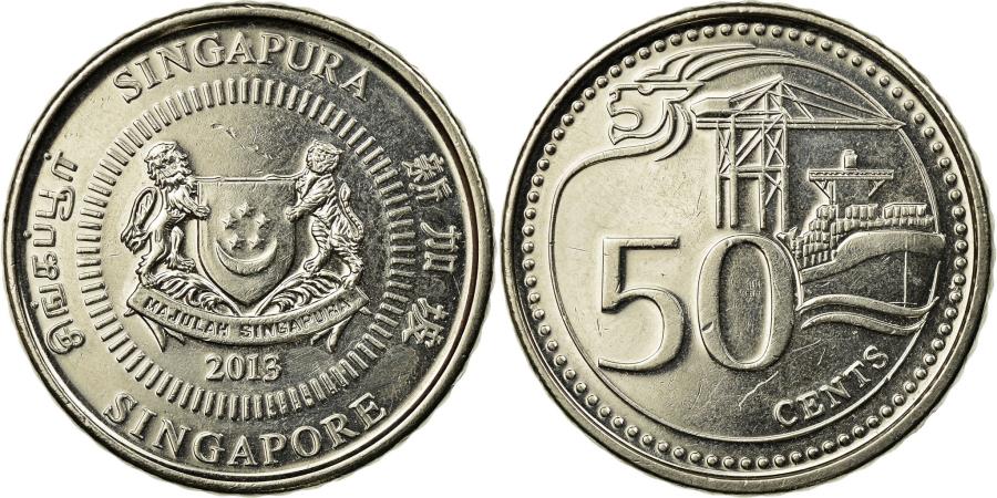 【当店限定販売】 Coin, Copper-nickel , Mint, Singapore 2013, Cents, 50 Singapore, コレクション