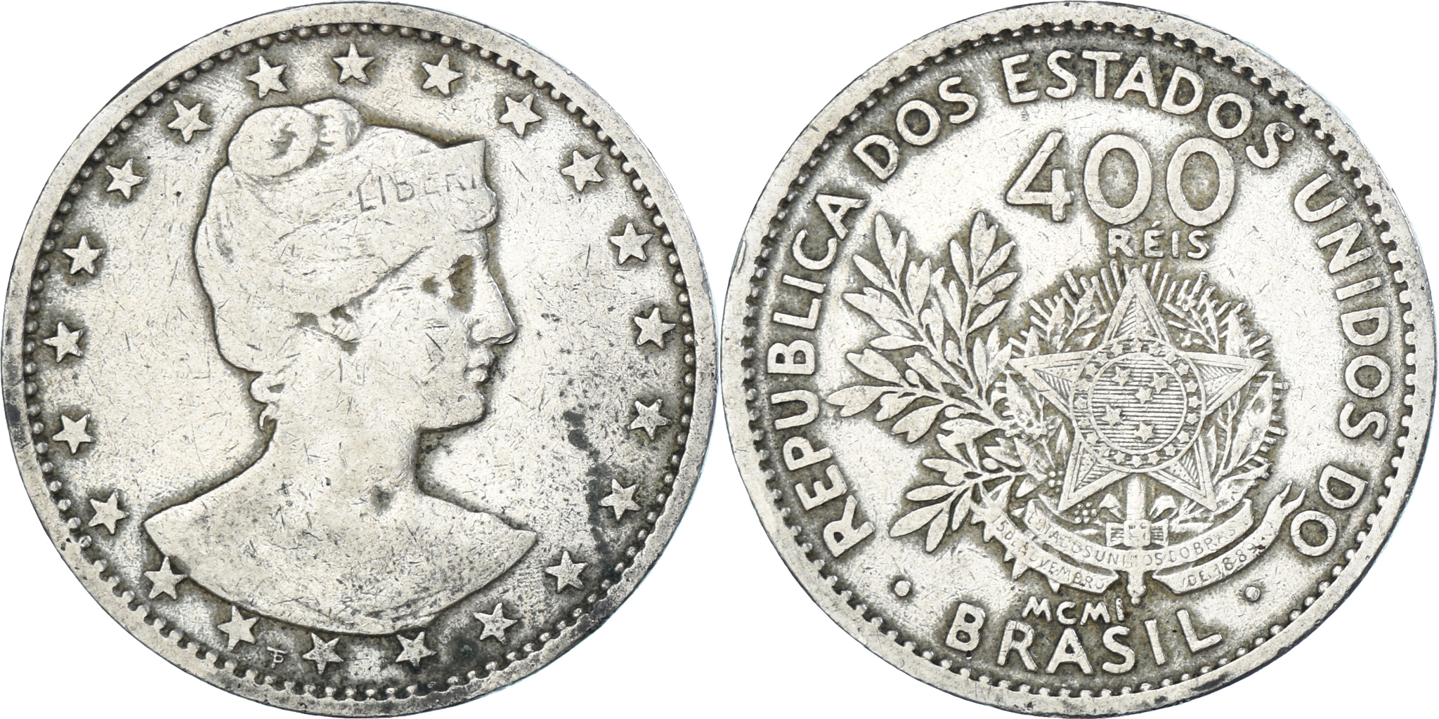 Coin, Brazil, 400 Reis, 1889 | South American Coins