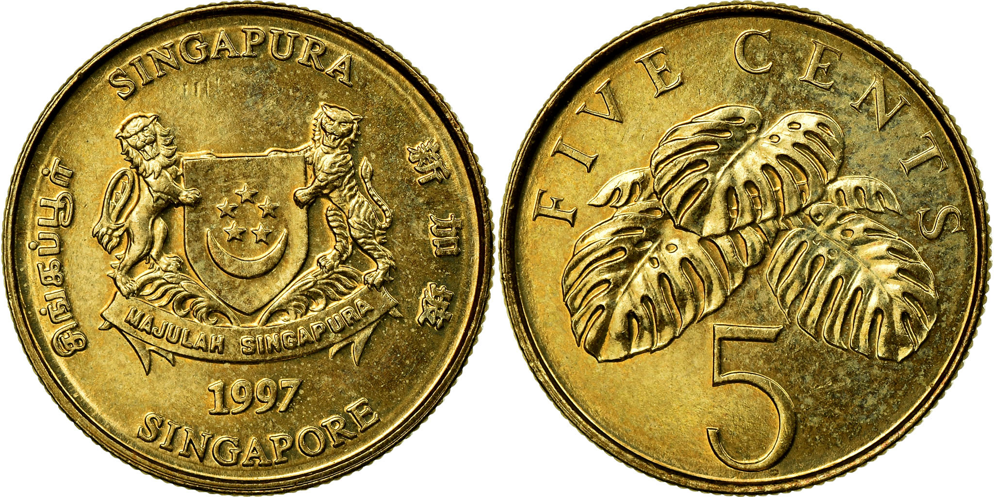 Coin, Singapore, 5 Cents, 1997, Singapore Mint, , Aluminum