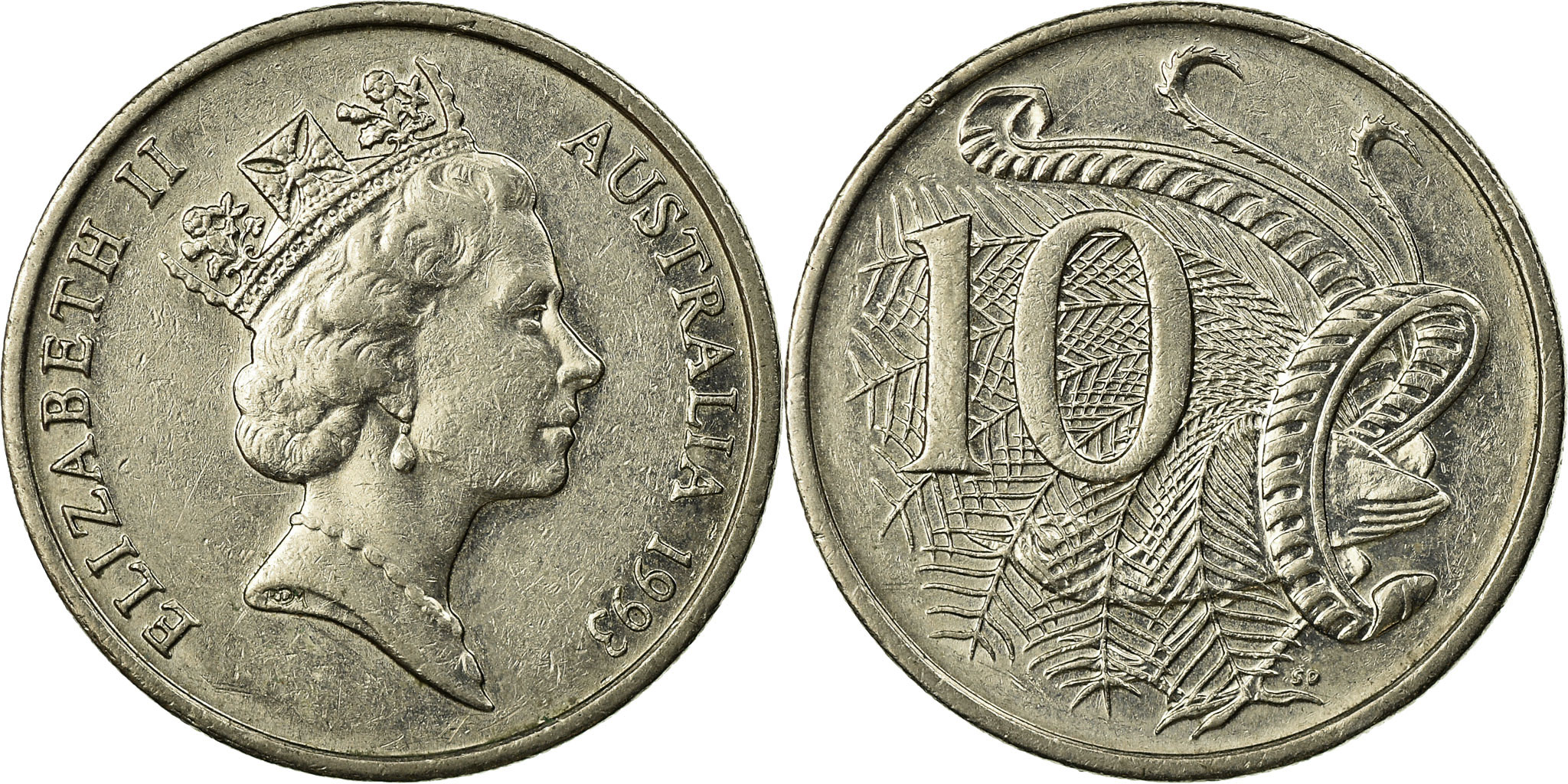 オーストラリアの希少ムネアカセンチ Coin, Australia, Elizabeth II, 10 Cents, 1993, , Copper-nickel, KM:81