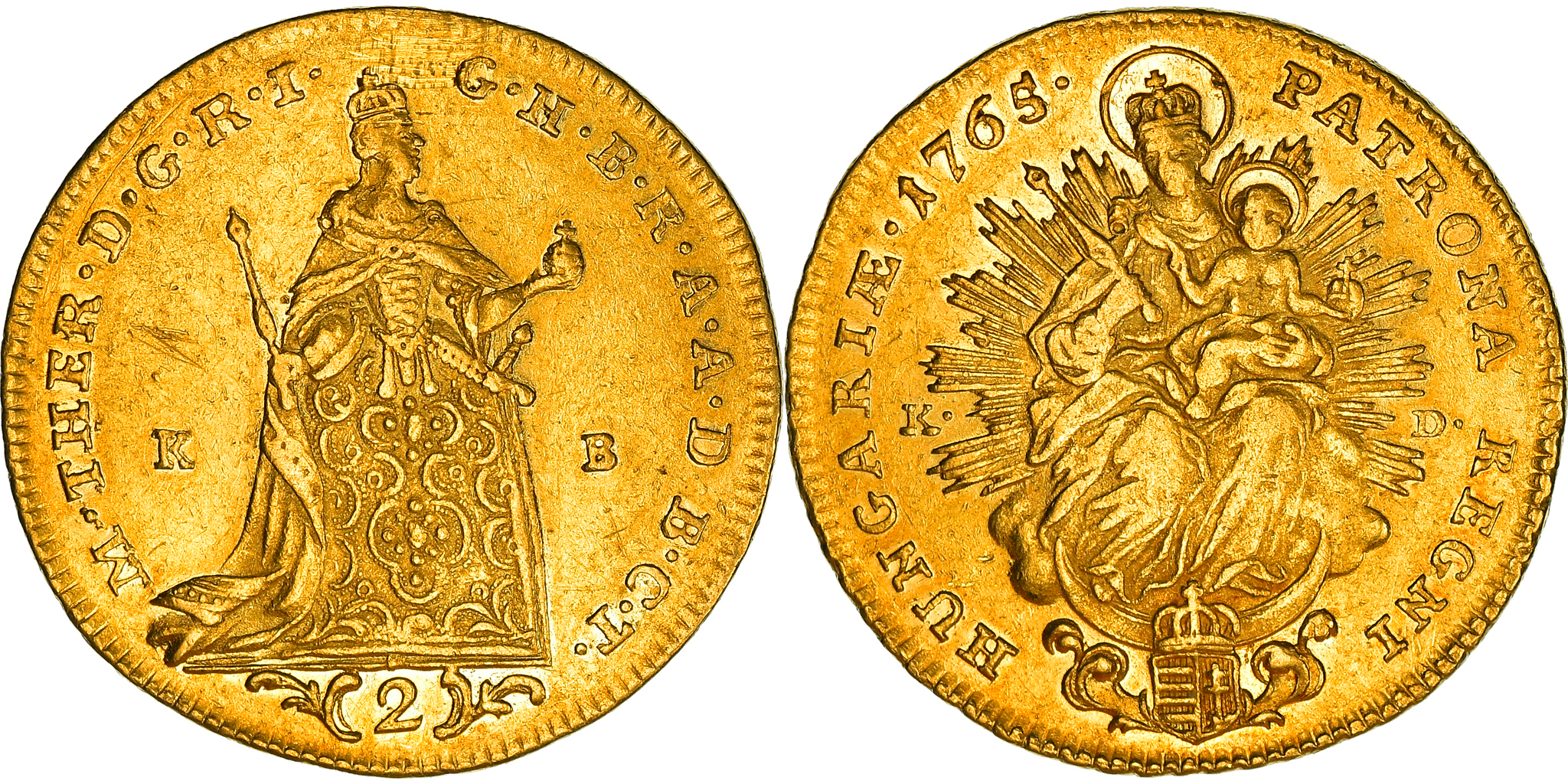 バクトリア王国　アンティマコス2世ニケフォロス　 Coin, Hungary, Maria Theresia, 2 Ducat, 1765, Kormoczbanya, , Gold