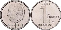 World Coins - Belgium, Albert II, 1 Franc, 2001, Brussels, Nickel Plated Iron,