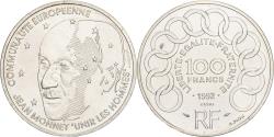 World Coins - France, 100 Francs, Jean Monnet, 1992, MDP, Pattern, Silver,