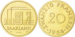 World Coins - Coin, SAARLAND, 20 Franken, 1954, Paris, , Aluminum-Bronze, KM:E3