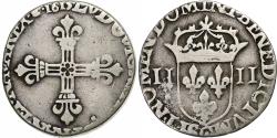 World Coins - France, Louis XIII, 1/4 Ecu, 1615, Saint-Lô, Silver, , Gadoury:27