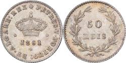World Coins - Portugal, Pedro V, 50 Reis, 1861, Lisbon, Silver,