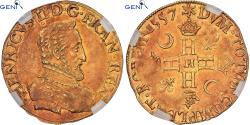 World Coins - France, Henri II, Henri d'or, 1557, La Rochelle, Unique, Gold, GENI,