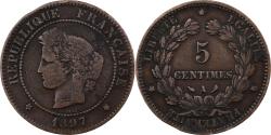 World Coins - France, 5 Centimes, Cérès, 1897, Paris, Torche, Bronze,