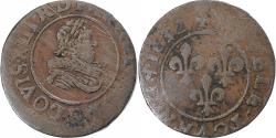 World Coins - France, Louis XIII, Double Tournois, 1632, Lyon, Copper,