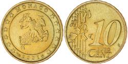 World Coins - Monaco, Rainier III, 10 Euro Cent, 2001, Paris, , Brass, KM:170