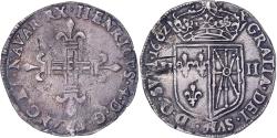 World Coins - France, Henri IV, 1/4 Écu de Navarre, 1602, Saint-Palais, Silver,