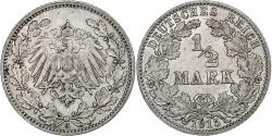 World Coins - Coin, GERMANY - EMPIRE, 1/2 Mark, 1915, Hambourg, , Silver, KM:17