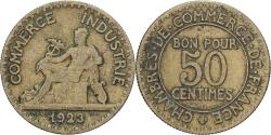 World Coins - France, 50 Centimes, Chambre de commerce, 1923, Aluminum-Bronze,