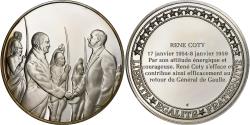 World Coins - France, Medal, Les Présidents de la République, René Coty, Silver,
