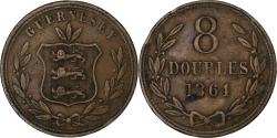 World Coins - Guernsey, 8 Doubles, 1864, Heaton, Bronze, , KM:7