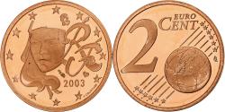 World Coins - France, 2 Euro Cent, Proof, 2003, Monnaie de Paris, Copper Plated Steel