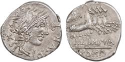 Ancient Coins - Domitia, Curtia, Iunia Silani, Denarius, 116-115 BC, Rome, Silver,