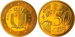 World Coins - Malta, 50 Euro Cent, 2008, Paris, , Brass, KM:130