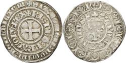 World Coins - France, Charles VI, Gros aux lis, 1380-1422, Tournai, Billon,