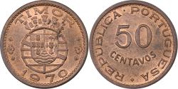 World Coins - Timor, 50 Centavos, 1970, Lisbon, Bronze, , KM:18