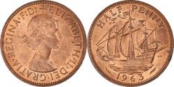 World Coins - Coin, Great Britain, Elizabeth II, 1/2 Penny, 1963, , Bronze, KM:896