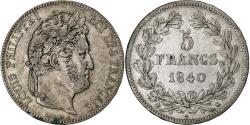 World Coins - France, Louis-Philippe, 5 Francs, 1840, Bordeaux, Silver, , Gadoury:678
