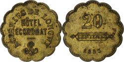 World Coins - France, Aciéries de Longwy, Hôtel Economat, 20 Centimes, 1883, Brass