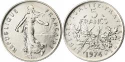 World Coins - France, 5 Francs, Semeuse, 1974, Paris, série FDC, Copper-nickel,