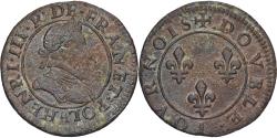 World Coins - France, Henri III, Double tournois, buste à droite; au col plat, Paris, Copper