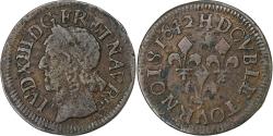 World Coins - France, Louis XIII, Double Tournois, 1642, La Rochelle, Copper,