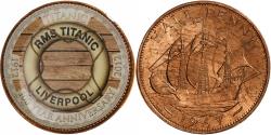 World Coins - Great Britain, Elizabeth II, 1/2 Penny, Titanic, 100 Years Anniversary, 1967