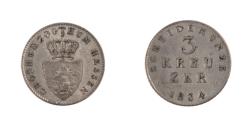 World Coins - Coin, German States, HESSE-DARMSTADT, Ludwig II, 3 Kreuzer, 1834,