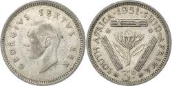 World Coins - South Africa, George VI, 3 Pence, 1951, Pretoria, Silver, , KM:35.2