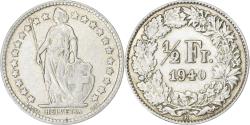 World Coins - Switzerland, 1/2 Franc, Helvetia, 1940, Bern, Silver, , KM:23