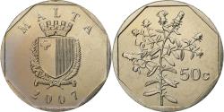 World Coins - Malta, 50 Cents, 2007, Llantrisant, Cupronickel,