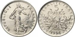 World Coins - France, 5 Francs, Semeuse, 1994, Paris, Nickel Clad Copper-Nickel,