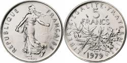 World Coins - France, 5 Francs, Semeuse, 1979, Monnaie de Paris, série FDC, Copper-nickel