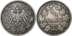 World Coins - GERMANY - EMPIRE, 1/2 Mark, 1918, Berlin, Silver, , KM:17