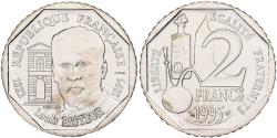 World Coins - France, 2 Francs, Louis Pasteur, 1995, MDP, Pattern, Nickel,