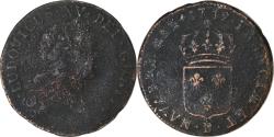 World Coins - France, Louis XV, Sol au buste enfantin, 1719, Rouen, Copper,