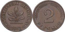 World Coins - Federal Republic of Germany, 2 Pfennig, 1962, Stuttgart, Bronze,