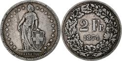 World Coins - Switzerland, 2 Francs, 1874, Bern, Silver, , KM:21
