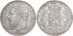 World Coins - Belgium, Leopold II, 5 Francs, 5 Frank, 1873, Brussels, Silver, , KM:24