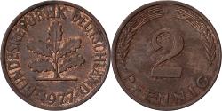 World Coins - Federal Republic of Germany, 2 Pfennig, 1977, Stuttgart, Copper Plated Steel
