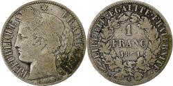 World Coins - France, Franc, Cérès, 1871, Bordeaux, Silver, , Gadoury:465, KM:822.2