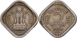 World Coins - India, 5 Naye Paise, 1958, Hyderabad, Nickel, , KM:16