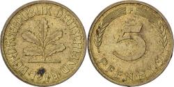 World Coins - Federal Republic of Germany, 5 Pfennig, 1980, Stuttgart, Brass Clad Steel