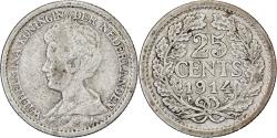 World Coins - Netherlands, Wilhelmina I, 25 Cents, 1914, Silver, , KM:146