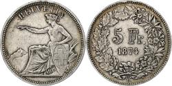 World Coins - Switzerland, 5 Francs, 1874, Brussels, Silver, , KM:11