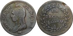 World Coins - France, 1 Décime, Dupré, AN 7/5, Paris, Copper, , Gadoury:187